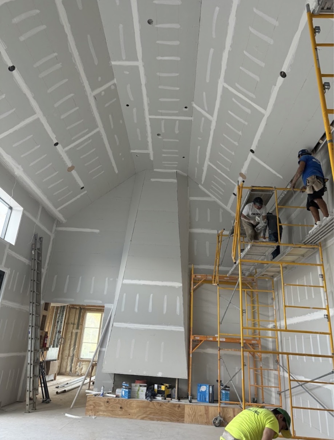 Cathedral ceiling drywall taping and finishing